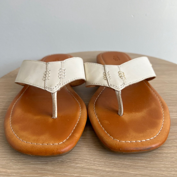 Women's UGG Sandals Size 7.5 White and Brown - Picture 1 of 6